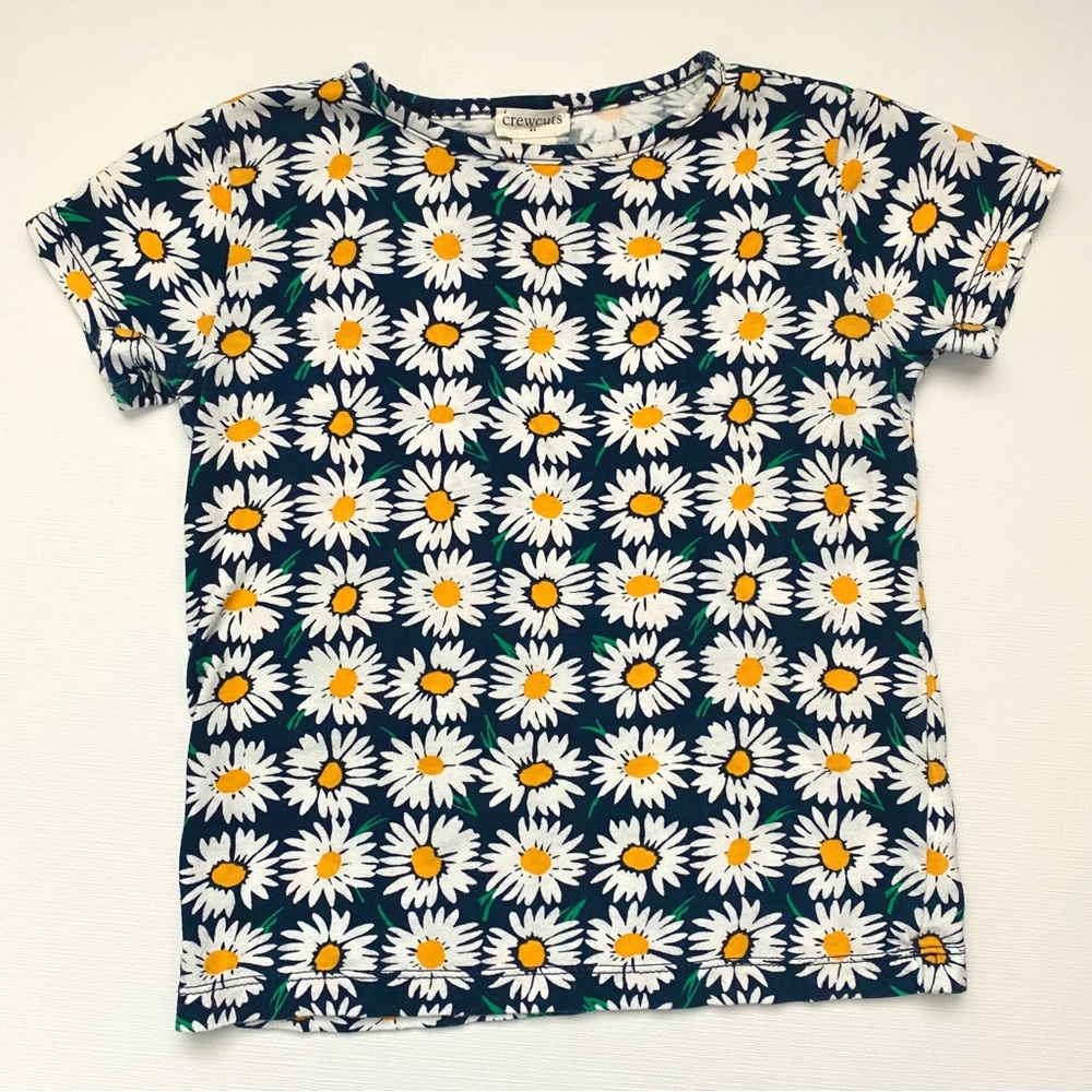 Girls’ J. Crew Factory Checkerboard Daisy Printed Graphic Short Sleeve Top